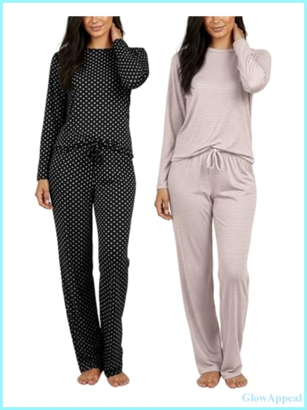 2 Pack Womens Pajama Sets Long Sleeve Sleepwear Comfy Loungewear PJ
